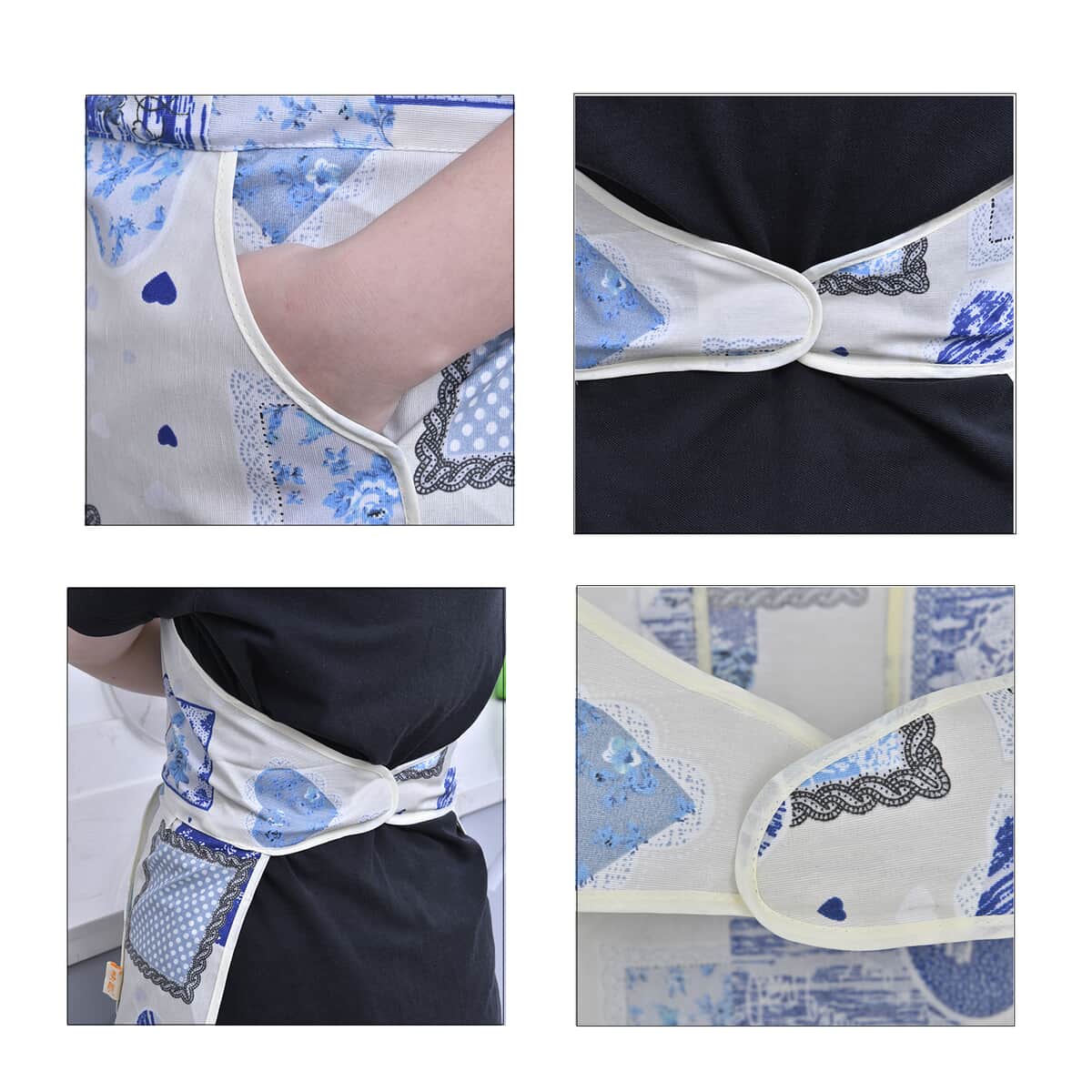 HOMESMART White and Blue Cotton Tie-Free Apron (31.5"x27.56") image number 5