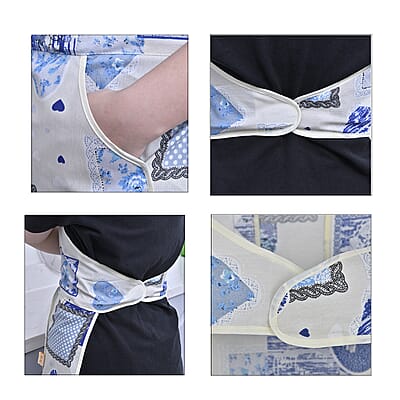 Homesmart White and Blue Cotton Tie-Free Apron