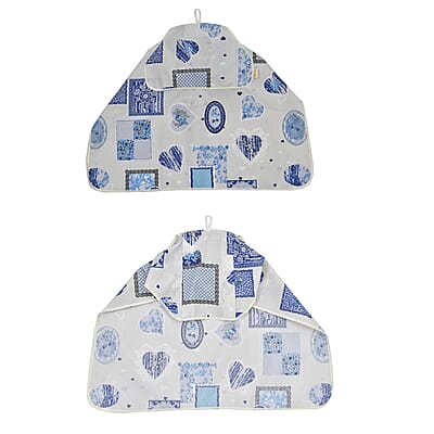Homesmart White and Blue Cotton Tie-Free Apron