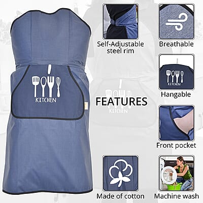 Homesmart Navy Blue Cotton Tie-Free Apron