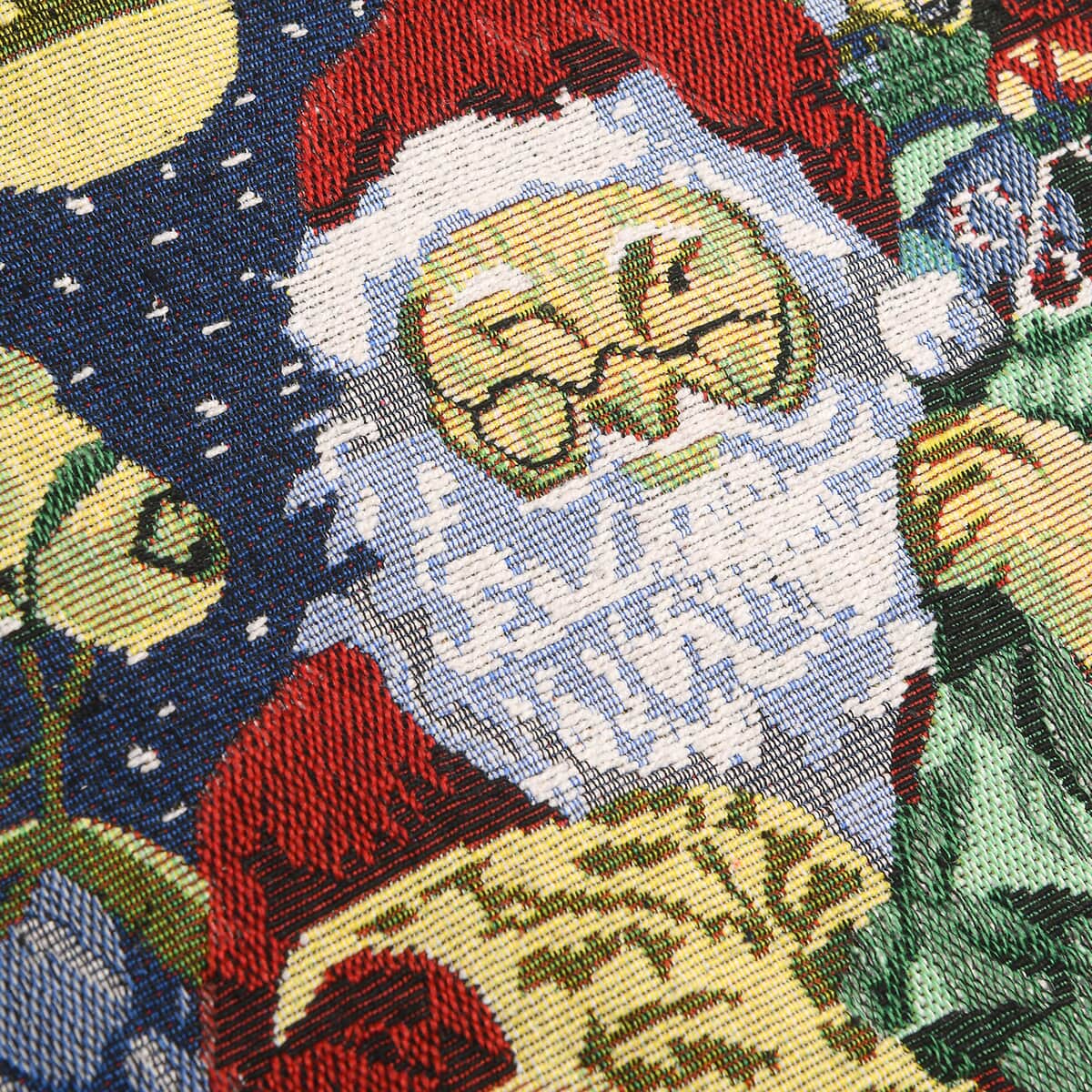Set of 2 Multi Color Santa Jacquard Woven Cushion Covers (18"x18") image number 4