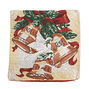 Set of 2 Multi Color Christmas Bells Jacquard Woven Cushion Covers, Pillow Protectors, Pillow Cover, Pillow Shams, Pillow Case Covers