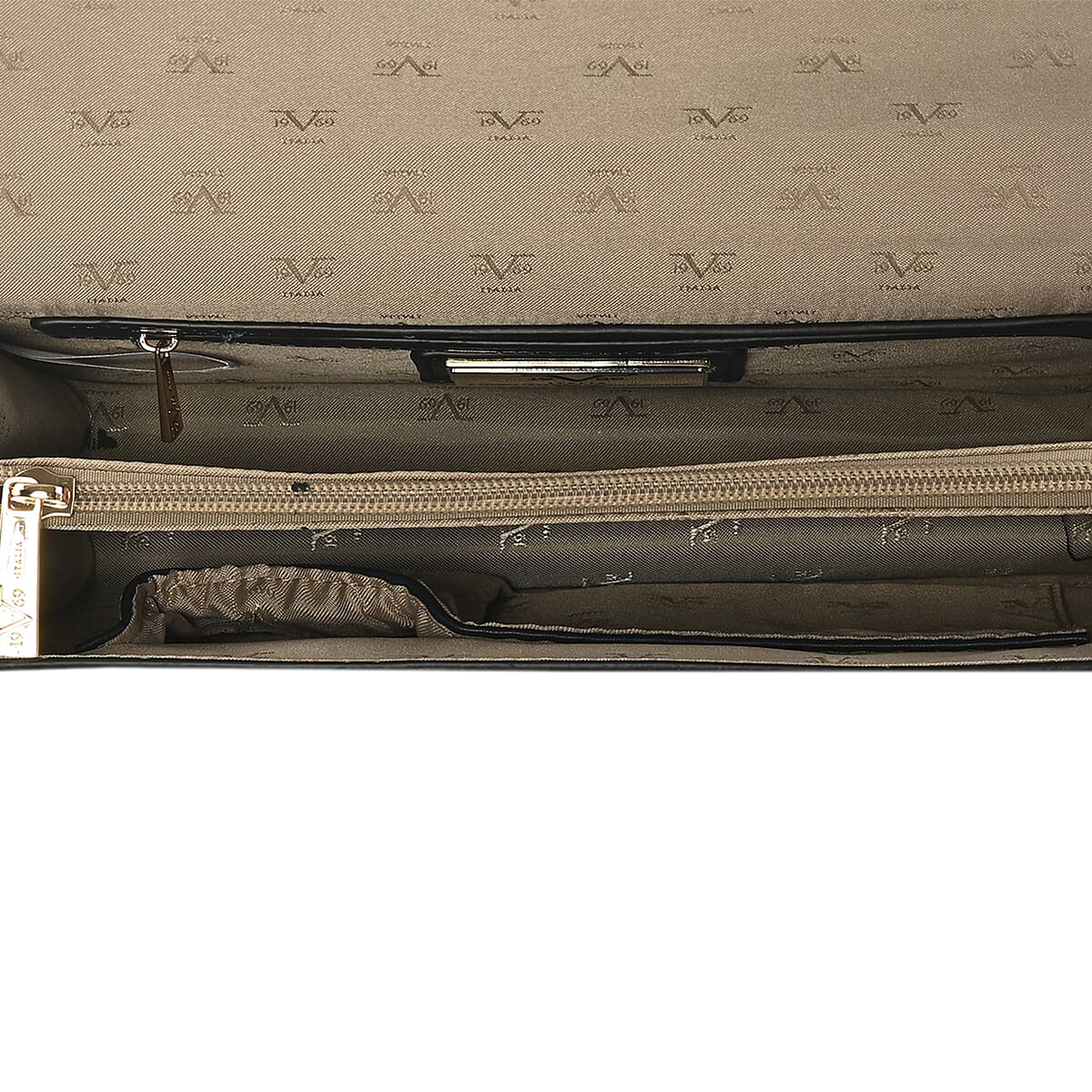 19V69 ITALIA by Alessandro Versace Pebble Texture Faux Leather Crossbody Bag with Magnetic Clasp Closure and Chain Strap - Navy image number 2