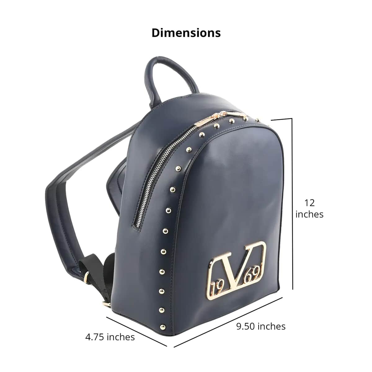 19V69 ITALIA by Alessandro Versace Smooth Texture Faux Leather Backpack for Women with Detachable Strap - Navy , Laptop Backpack , Backpack Purse , Shoulder Bag image number 4
