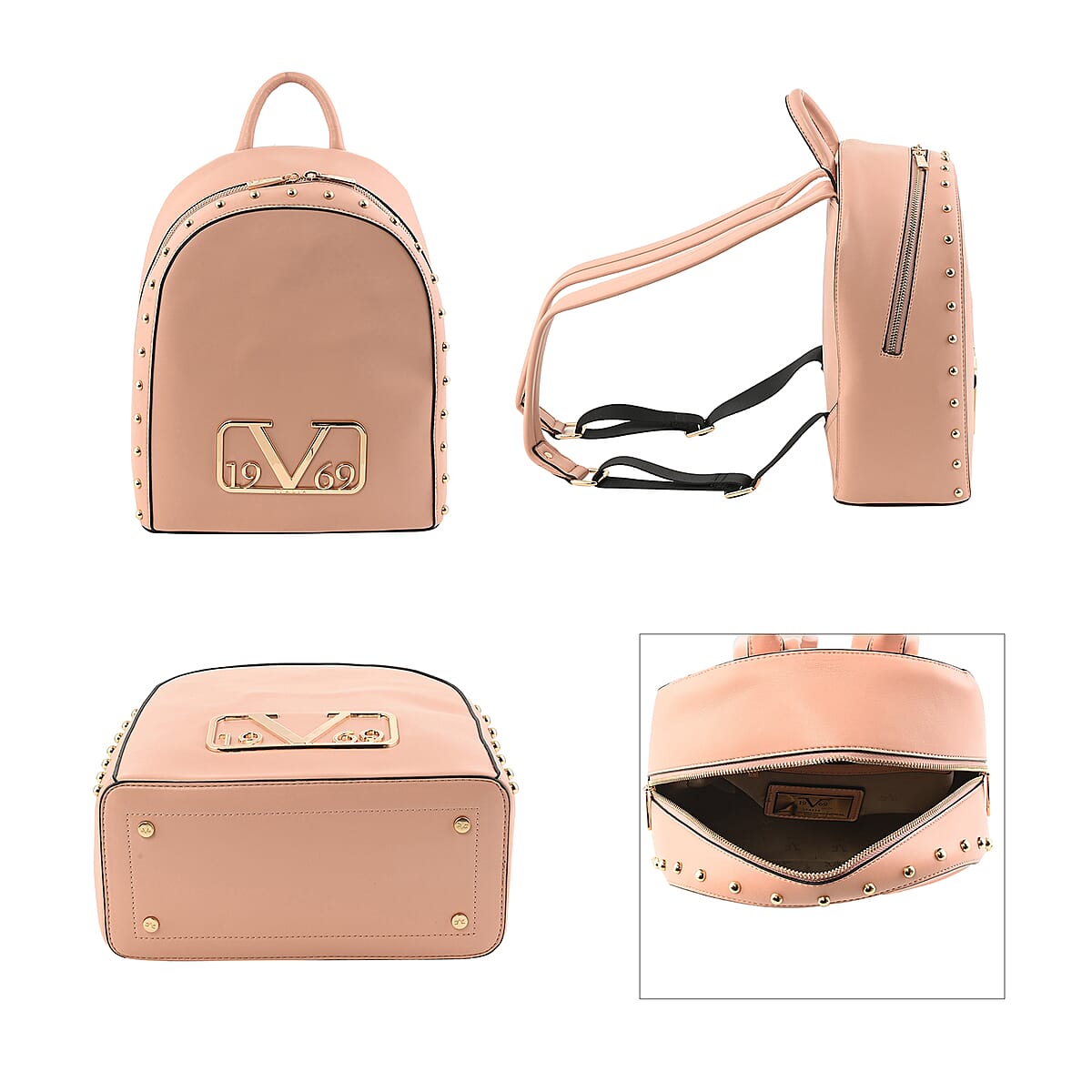 19V69 ITALIA by Alessandro Versace Smooth Texture Faux Leather Backpack for Women with Detachable Strap - Pink , Laptop Backpack , Backpack Purse , Shoulder Bag image number 1