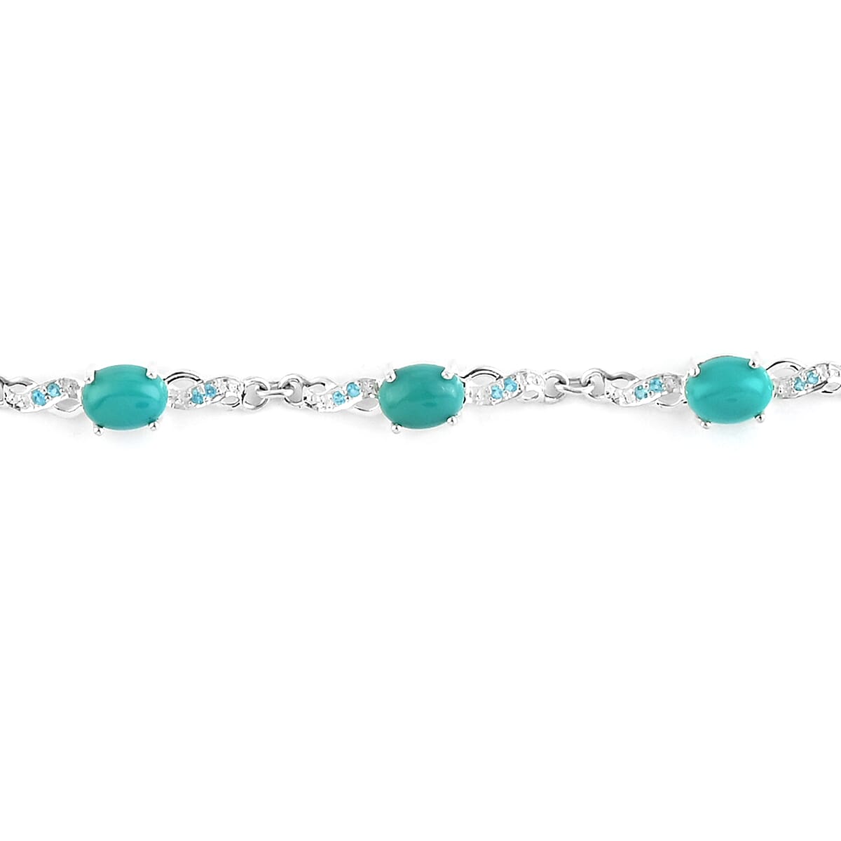 Turquoise and Austrian Crystal Station Bracelet in Sterling Silver (8.00 In) 5.55 ctw image number 1