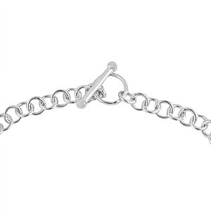 Turquoise and Austrian Crystal Station Bracelet in Sterling Silver (8.00 In) 5.55 ctw