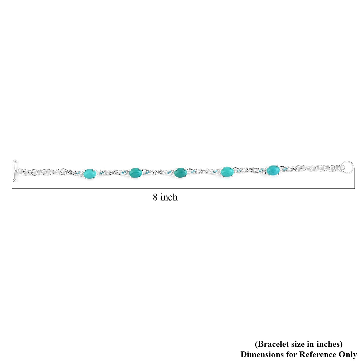 Turquoise and Austrian Crystal Station Bracelet in Sterling Silver (8.00 In) 5.55 ctw image number 3