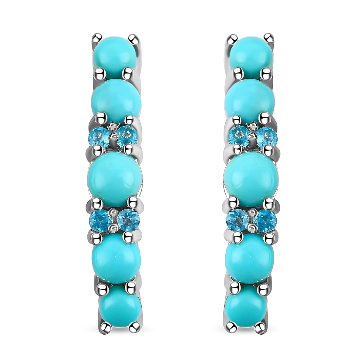 Turquoise and Austrian Crystal Earrings in Sterling Silver 4.00 ctw