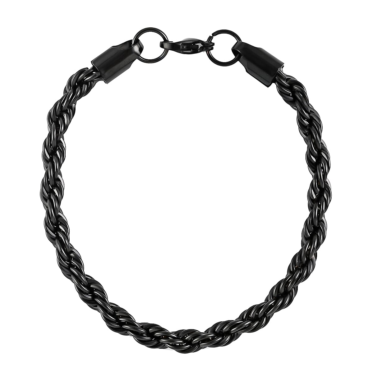 Rope Bracelet in ION Plated Black Stainless Steel (8.00 In) 16.50 Grams