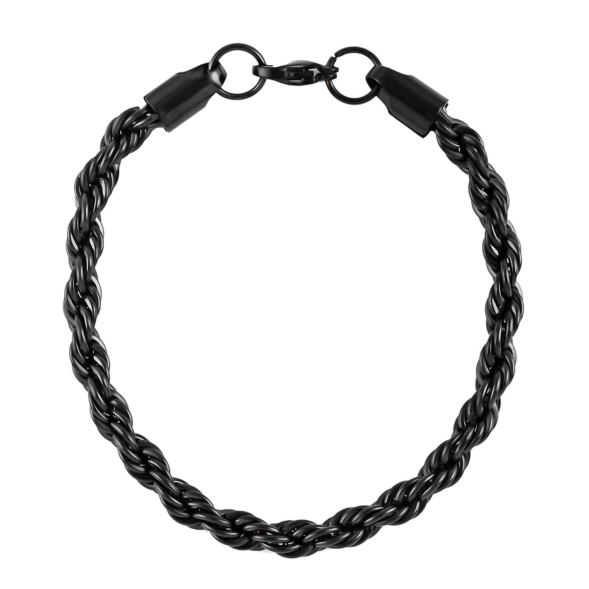 Rope Bracelet in ION Plated Black Stainless Steel (8.00 In) 16.50 Grams image number 0