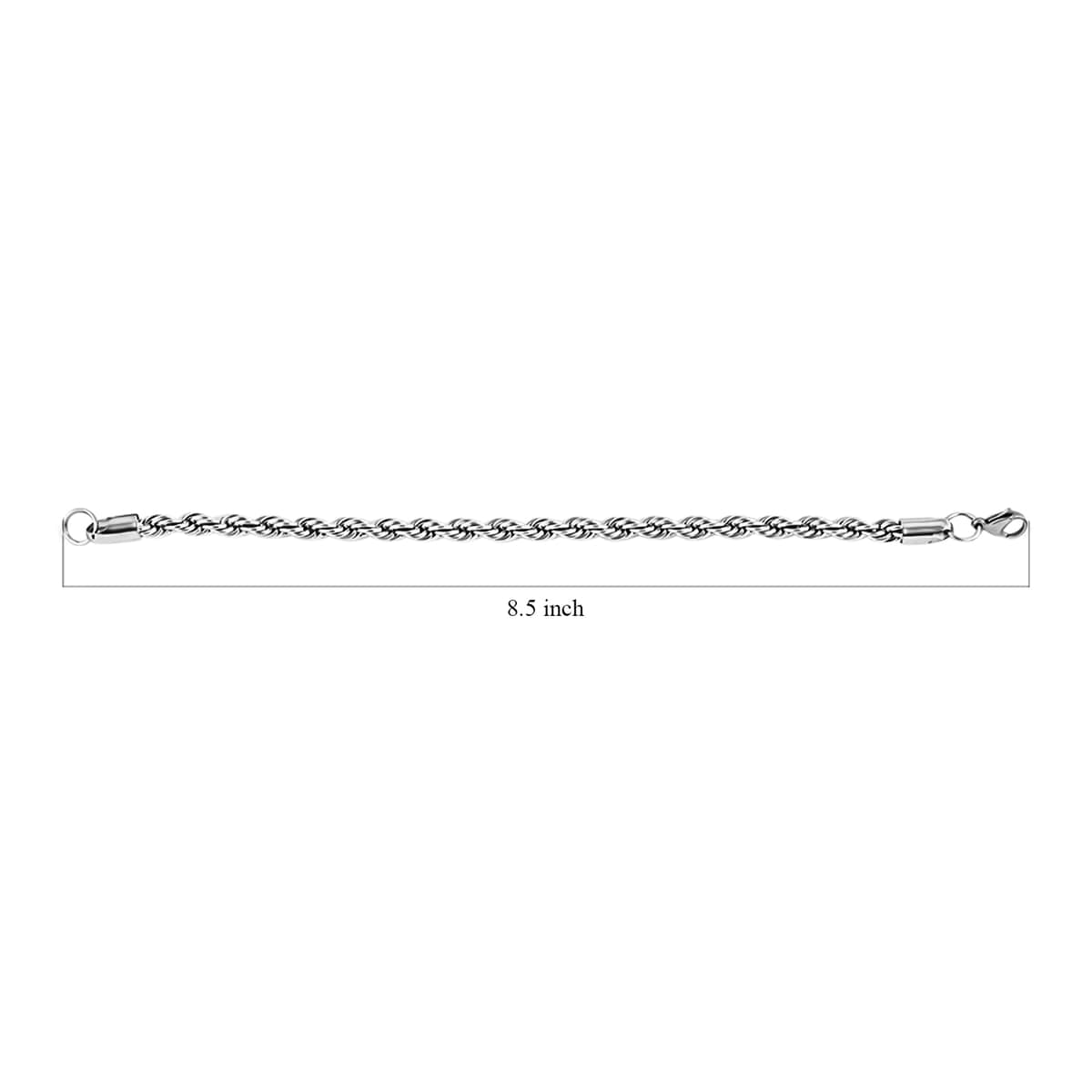 Rope Chain Bracelet in Stainless Steel (8.00 In) 15 Grams image number 4