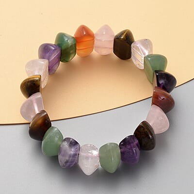 Multi Gemstone Beaded Stretch Bracelet 323.50 ctw