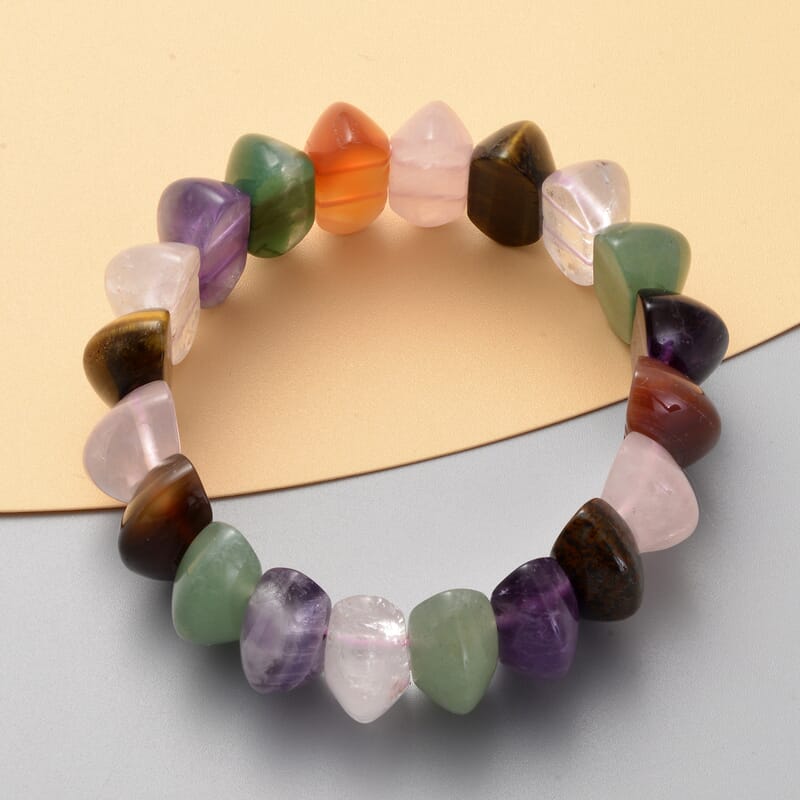 Multi Gemstone Beaded Stretch Bracelet 323.50 ctw