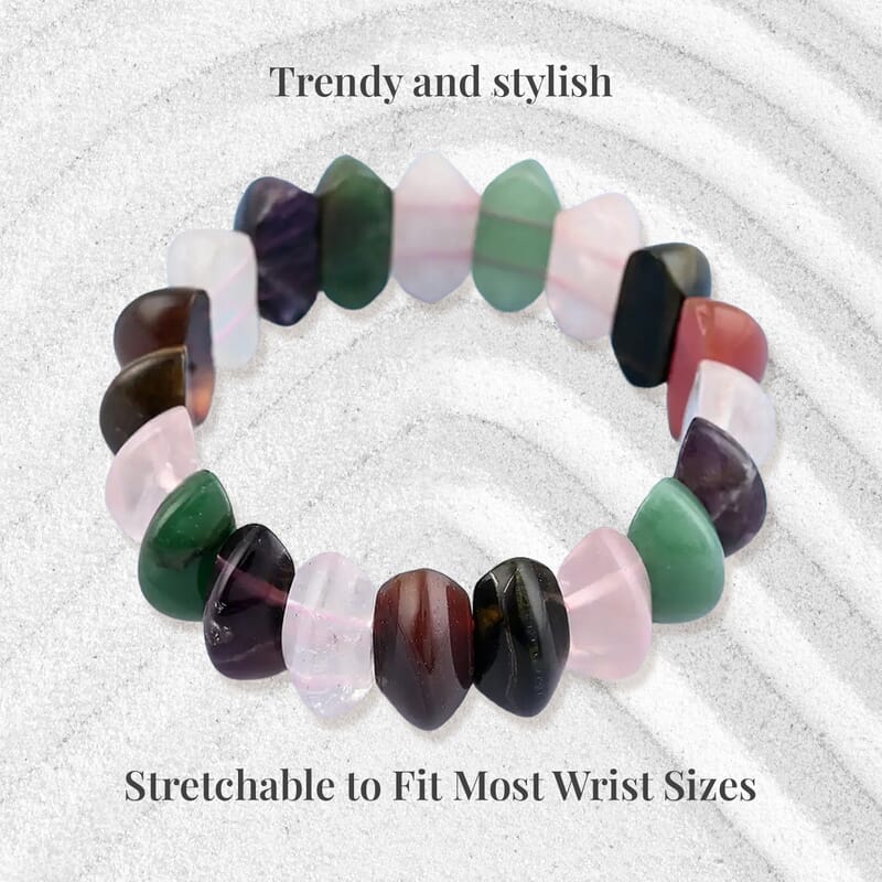 Multi Gemstone Beaded Stretch Bracelet 323.50 ctw