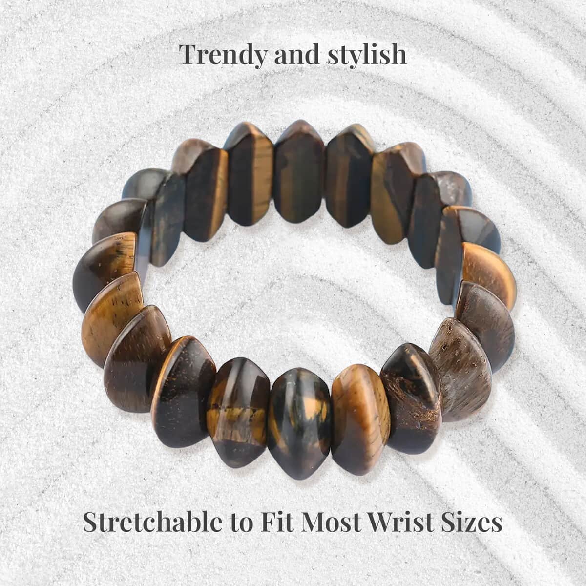 Yellow Tiger's Eye Beaded Stretch Bracelet 336.50 ctw image number 3