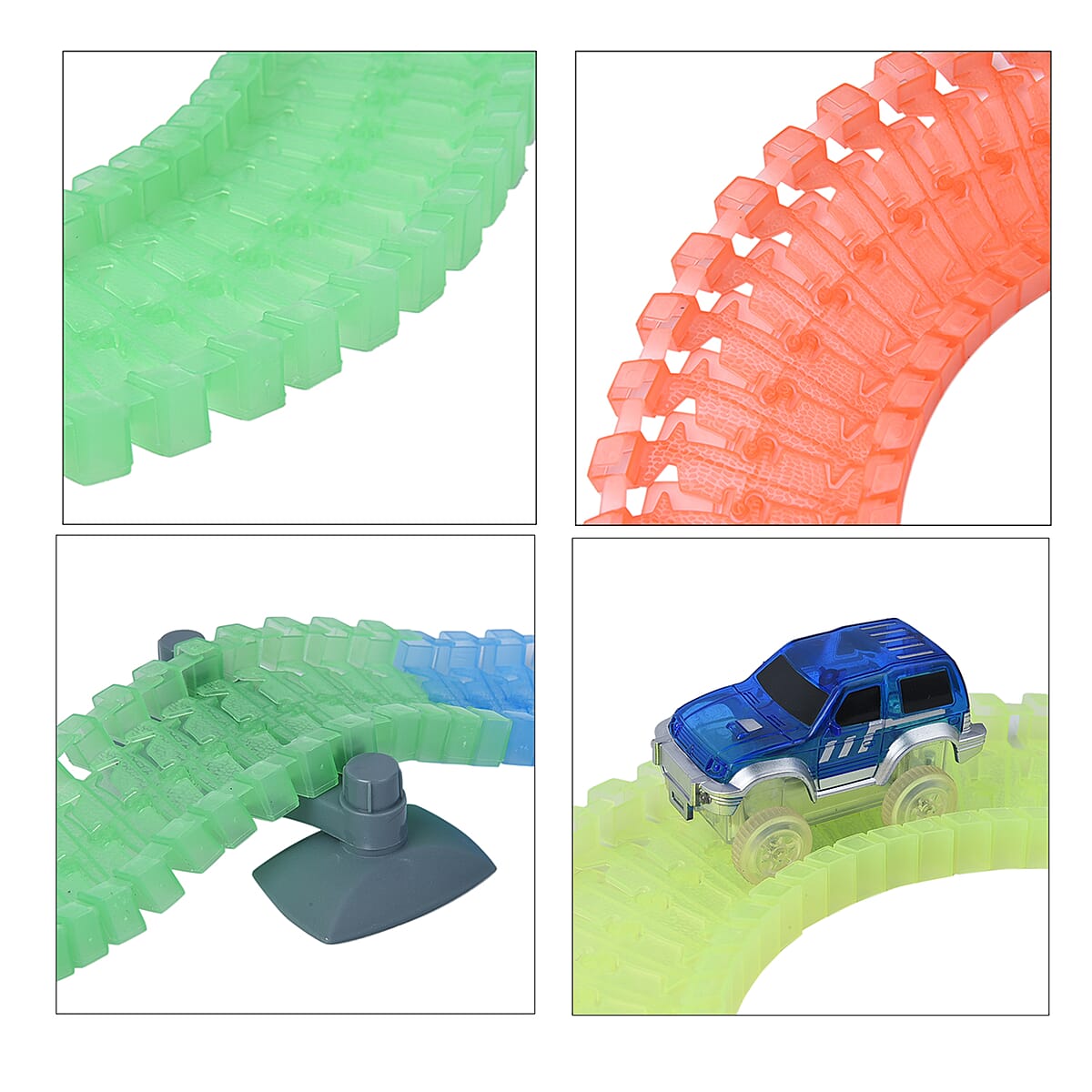Homesmart Blue LED Car with 162pcs Flexible Glowing Tracks and 2 Ramps (1 AA battery not included) image number 6