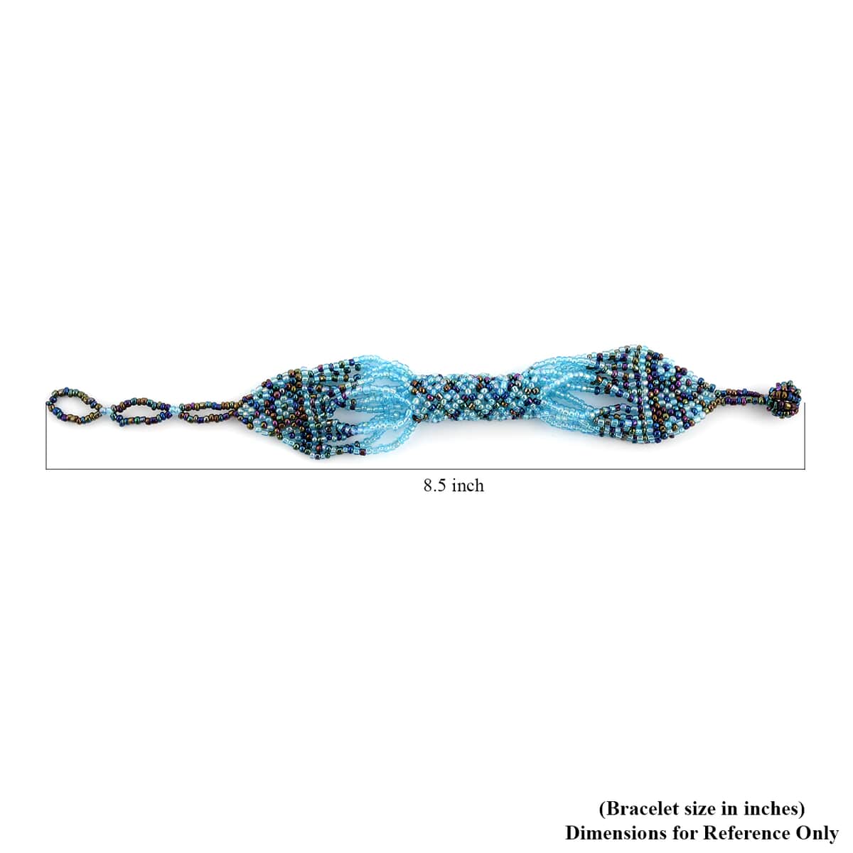 Blue Color Ceramic Seed Beads Patterned Bracelets Multi-Purpose Wrist Keychain image number 4