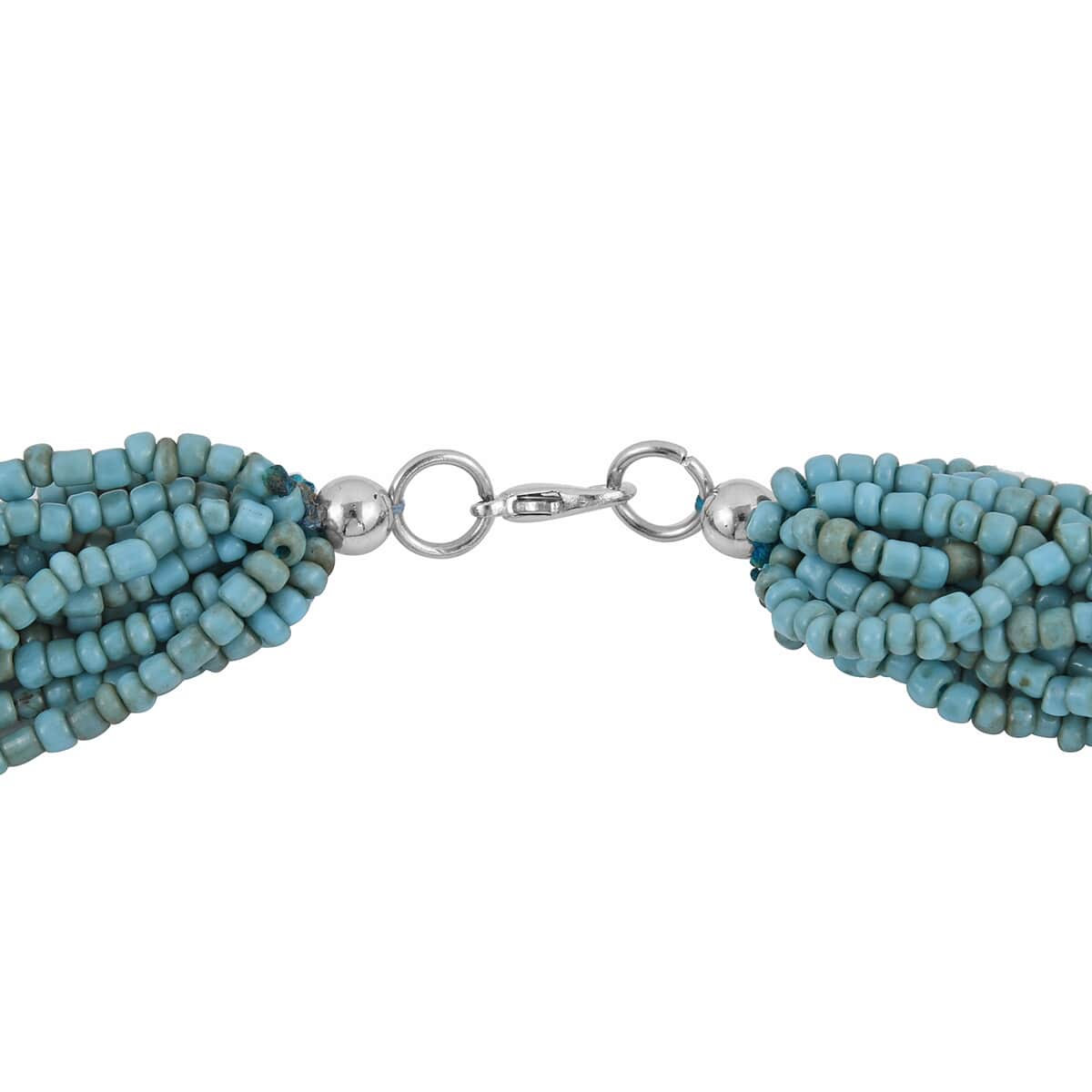 Blue Ceramic Multi Strand Beads Double Wrist Necklace (22 Inches) image number 3