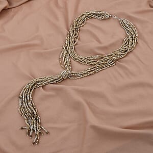 Light brown Ceramic Multi Strand Beaded Double Wrist Necklace 22 Inches
