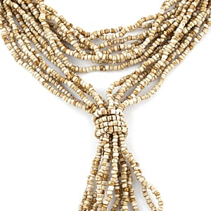 Light brown Ceramic Multi Strand Beaded Double Wrist Necklace 22 Inches
