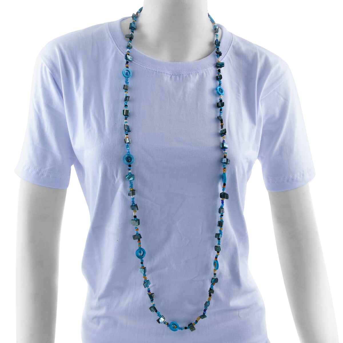 Blue Seed Beads Necklace 40 Inches image number 2