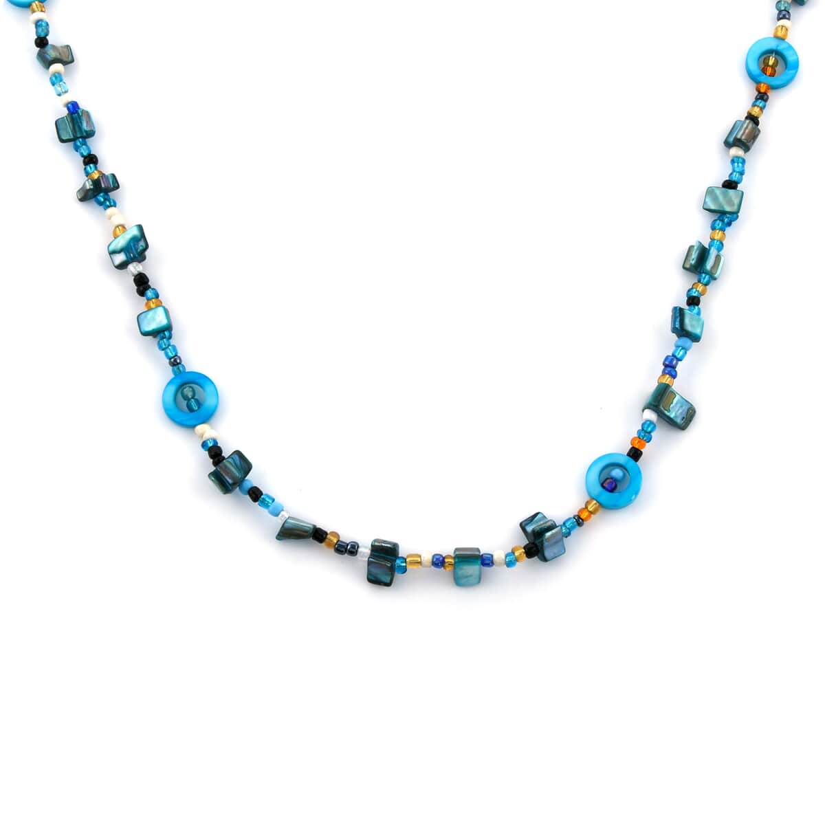 Blue Seed Beads Necklace 40 Inches image number 3