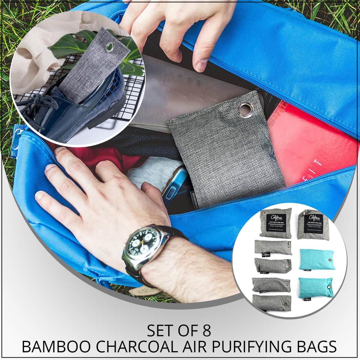 CALIFORNIA HOME GOODS 8 Pack Bamboo Charcoal Air Purifying Bags image number 1