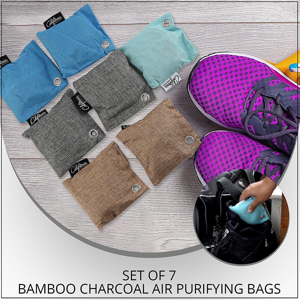 CALIFORNIA HOME GOODS 7 pack Bamboo Charcoal Air Purifying Bags image number 1