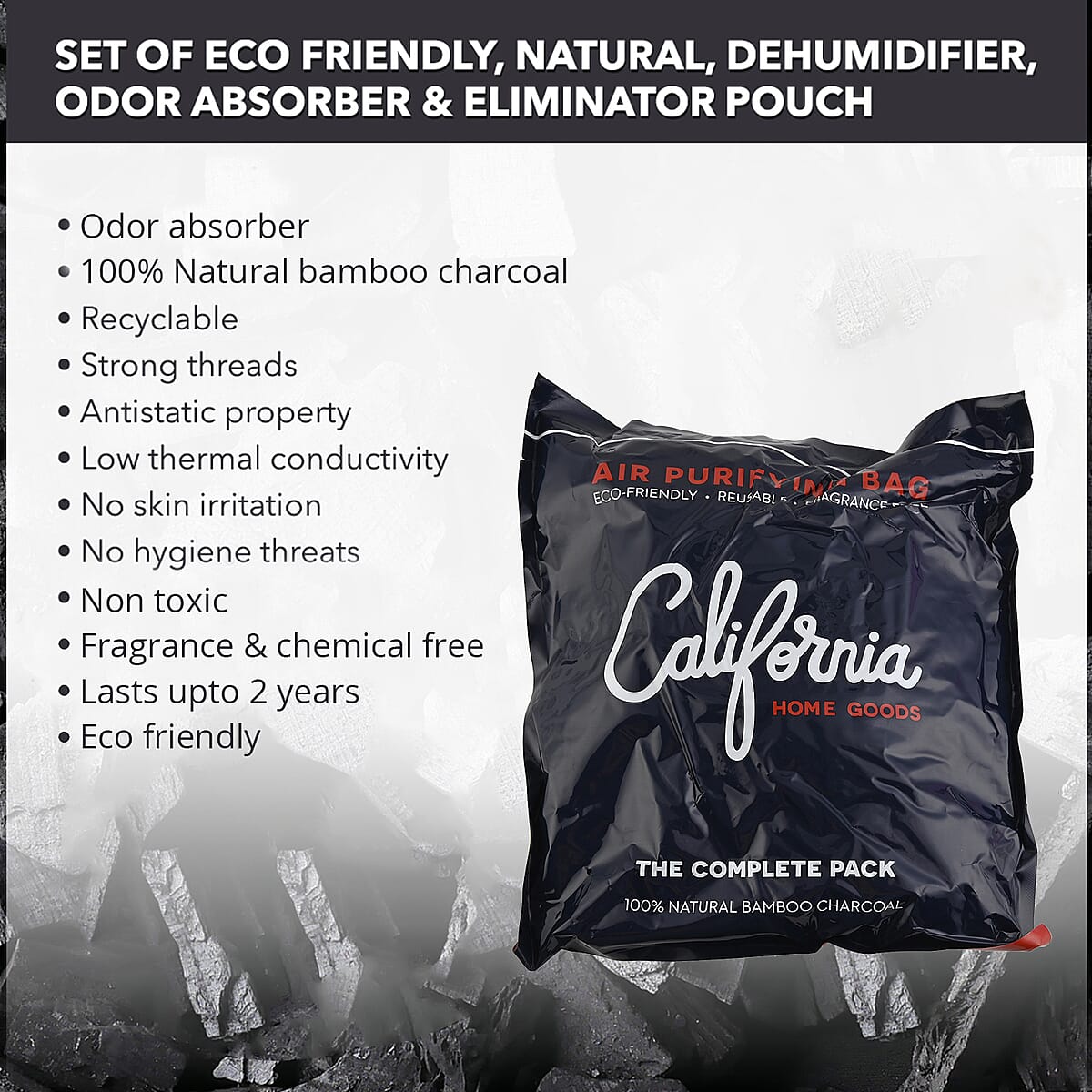 CALIFORNIA HOME GOODS 7 pack Bamboo Charcoal Air Purifying Bags image number 2