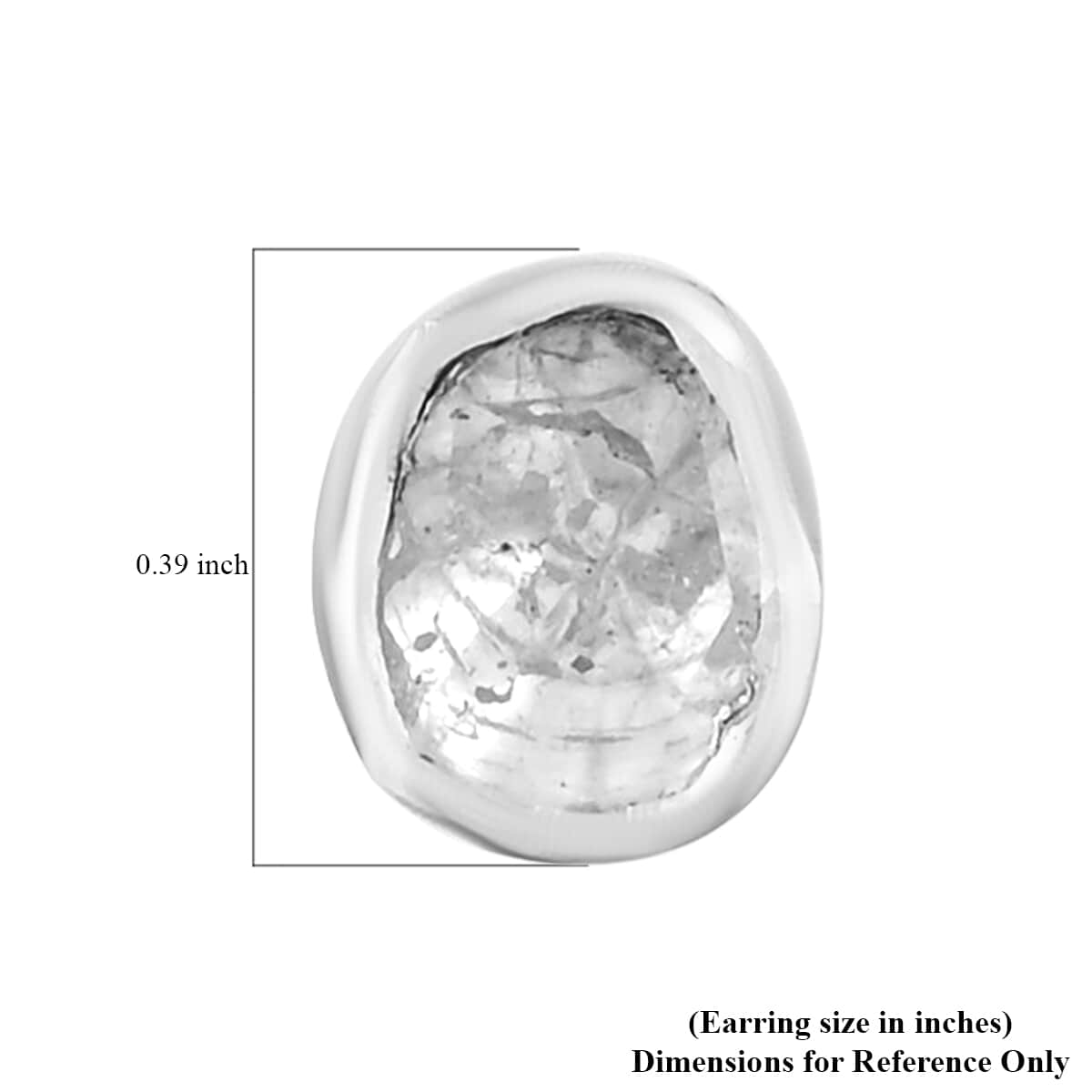 Polki Diamond Solitaire Stud Earrings in Sterling Silver 0.90 ctw image number 3