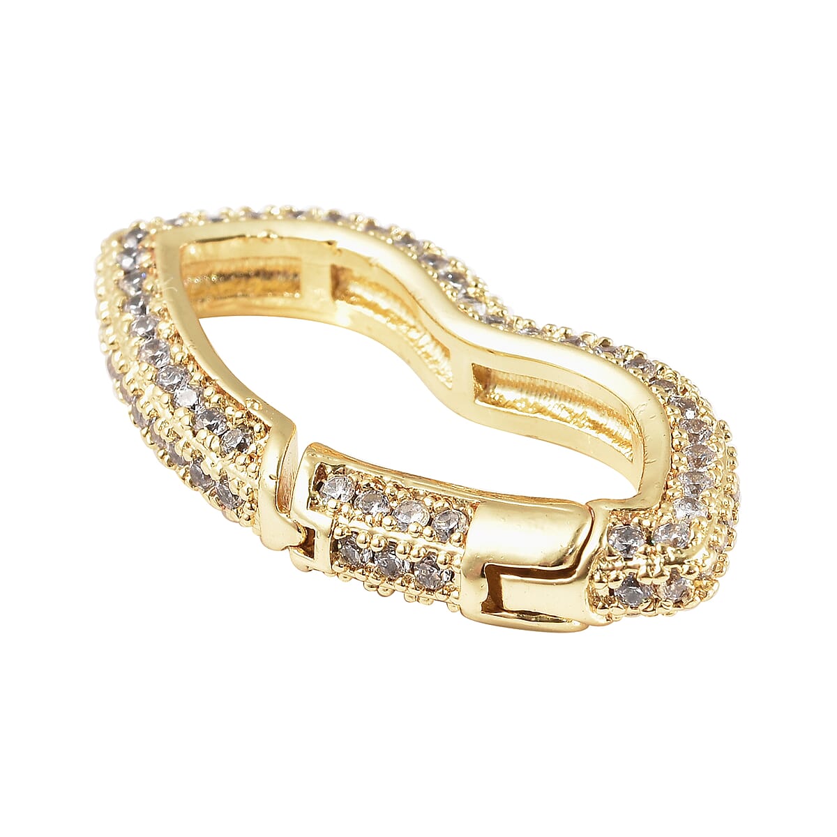 Lips Shaped White Zircon Carabiner Screw Lock Ring Clasp Charm Enhancer in Goldtone image number 2