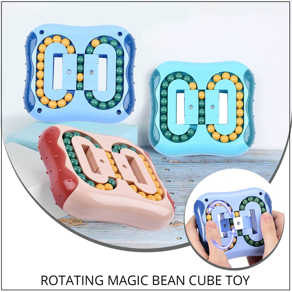 Blue Rotating Magic Bean Cube Toy (3.94"x3.94") image number 1