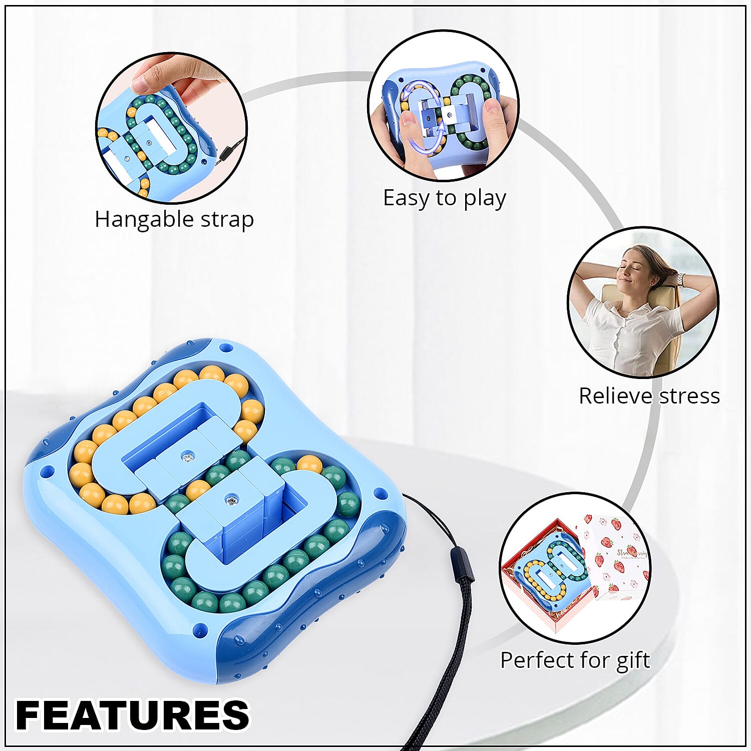 Blue Rotating Magic Bean Cube Toy
