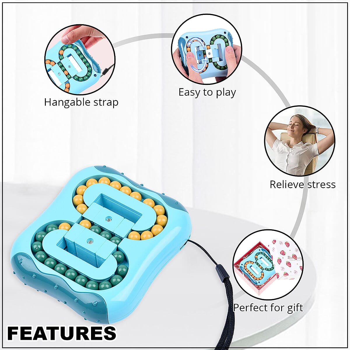 Green Rotating Magic Bean Cube Toy image number 2