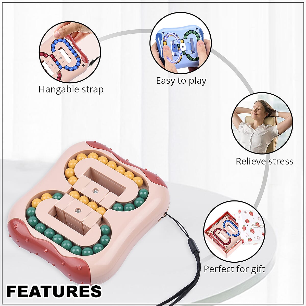 Pink Rotating Magic Bean Cube Toy image number 2