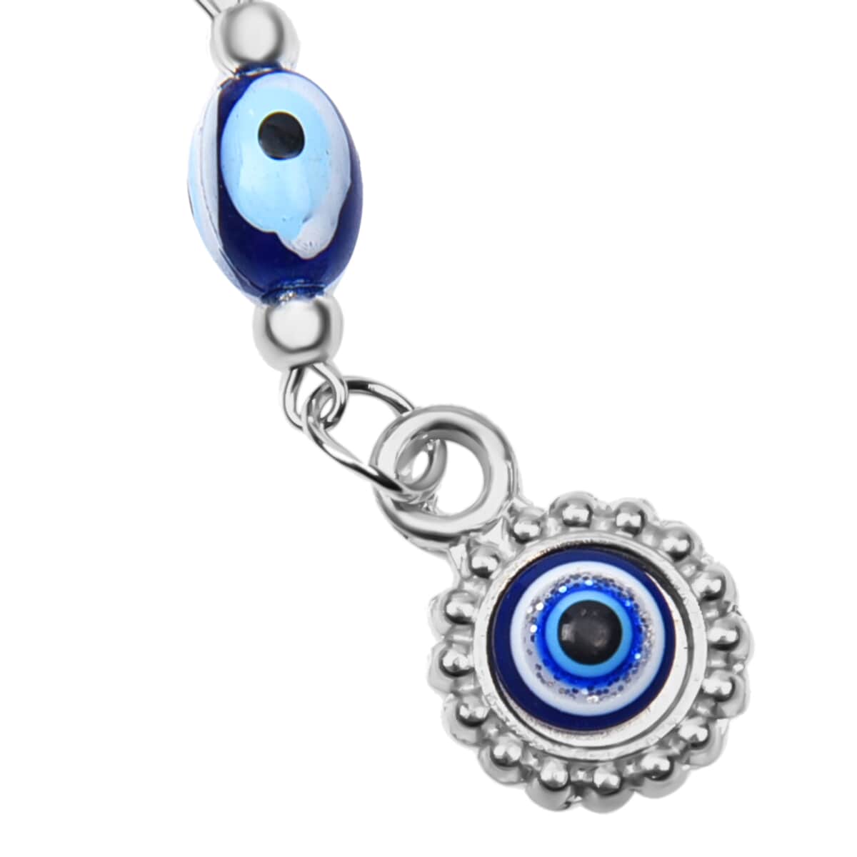 Set of 2 Silver and Blue Butterfly Evil Eye Charm For Wall Hanging Decor in Silvertone image number 1
