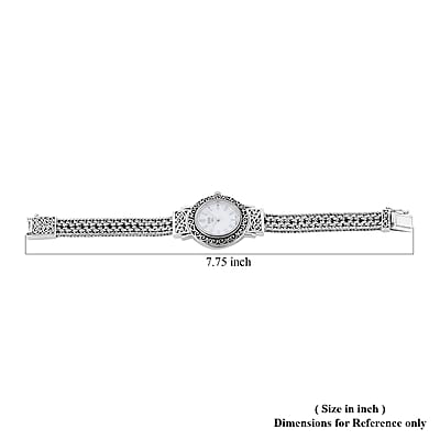 Bali Legacy Eon 1962 Swiss Movement MOP Dial Watch in Sterling Silver (7.50 in)