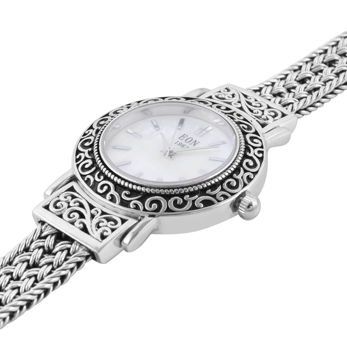 Bali Legacy Eon 1962 Swiss Movement MOP Dial Watch in Sterling Silver (8.00 in) image number 3