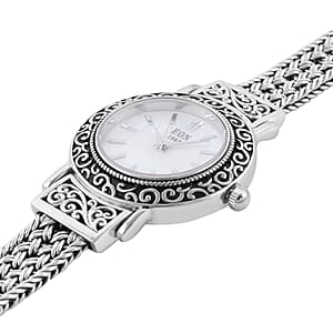 Bali Legacy Eon 1962 Swiss Movement MOP Dial Watch in Sterling Silver (8.00 in)