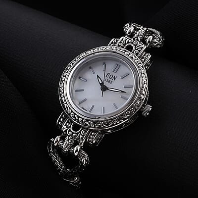 Bali Legacy Eon 1962 Swiss Movement Bracelet Watch with MOP Dial in Sterling Silver (7.50 In)