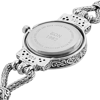 Bali Legacy Eon 1962 Swiss Movement Bracelet Watch with MOP Dial in Sterling Silver (7.50 In)
