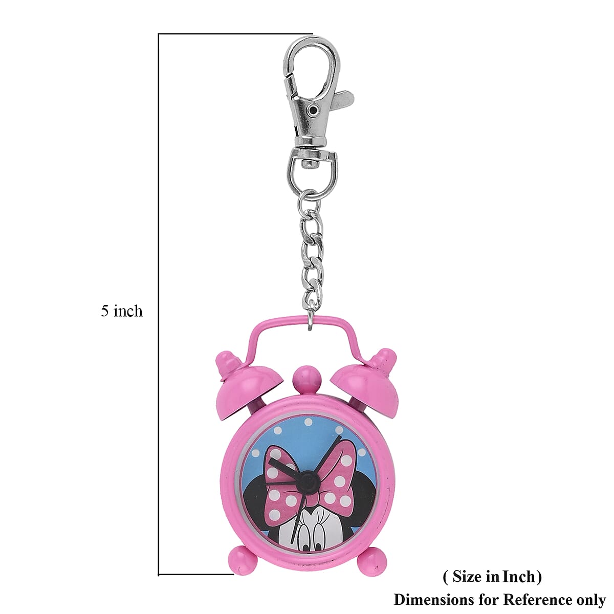 DISNEY Minnie Mouse Clock Quartz Movement Watch Keychain in Pink (40mm) image number 2