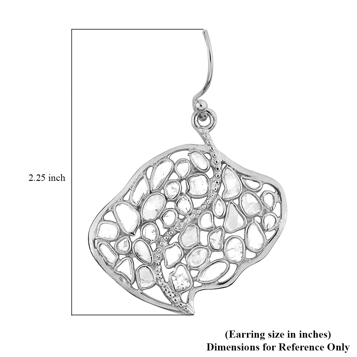 Artisan Crafted Polki Diamond Earrings in Platinum Over Sterling Silver 2.50 ctw image number 4
