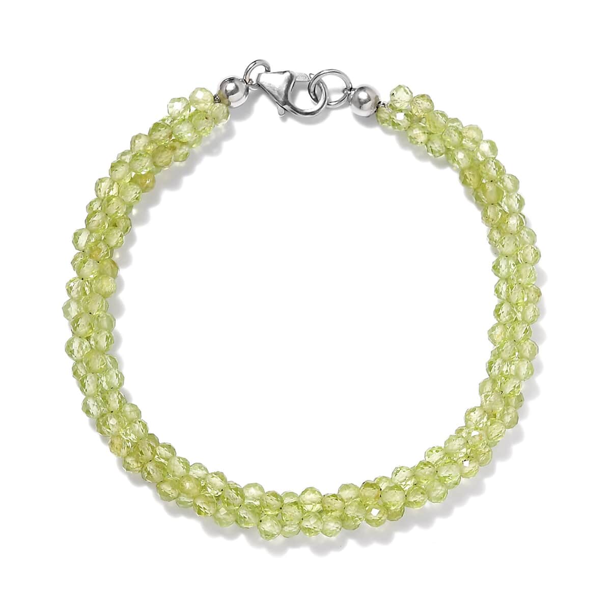 Peridot Beaded Bracelet in Platinum Over Sterling Silver (7.25 In) 40.00 ctw image number 0