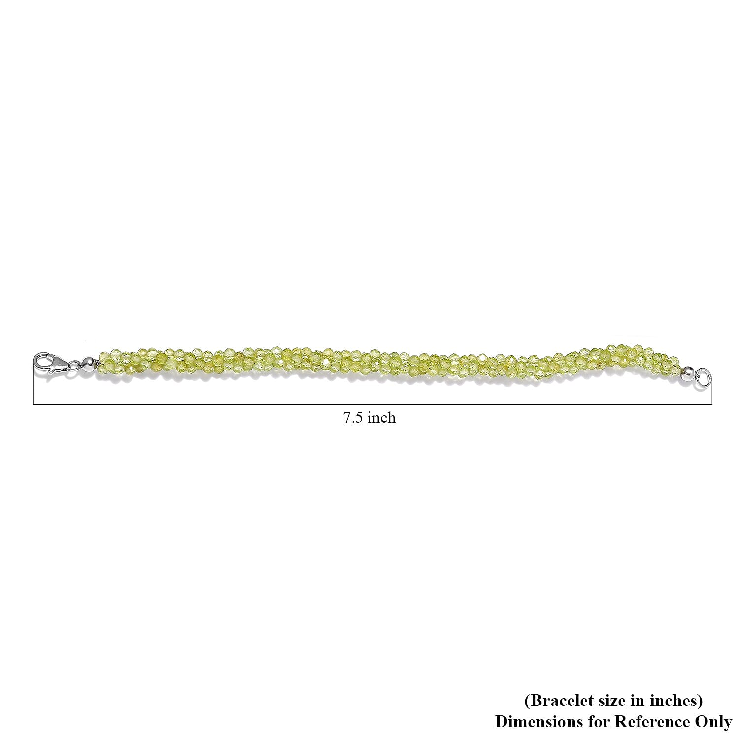Peridot Beaded Bracelet in Platinum Over Sterling Silver (7.25 In) 40.00 ctw
