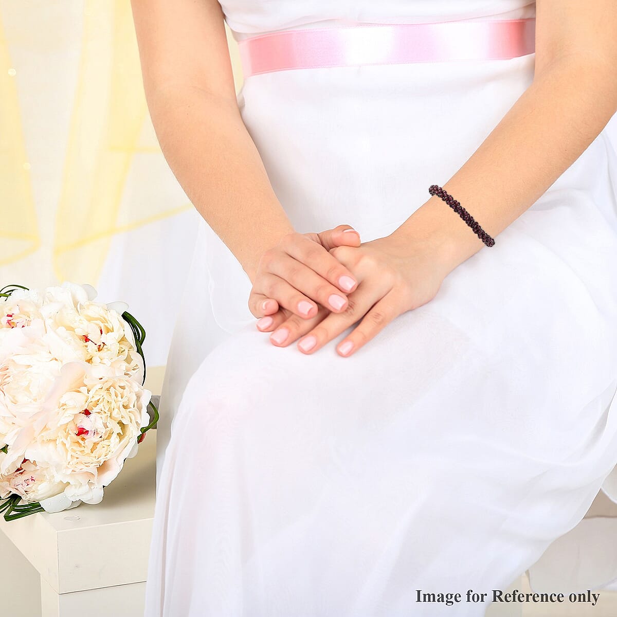 Orissa Rhodolite Garnet Beaded Bracelet in Platinum Over Sterling Silver (7.25 In) 49.00 ctw image number 2