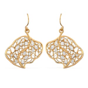 Artisan Crafted Polki Diamond Earrings in 14K Yellow Gold Over Sterling Silver 2.50 ctw