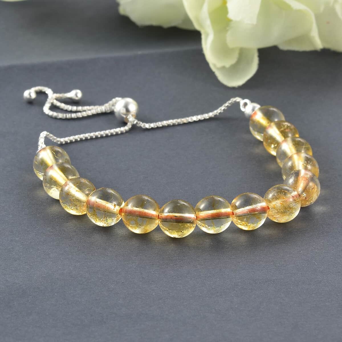 Brazilian Citrine Beaded Bolo Bracelet in Platinum Over Sterling Silver 46.50 ctw image number 1