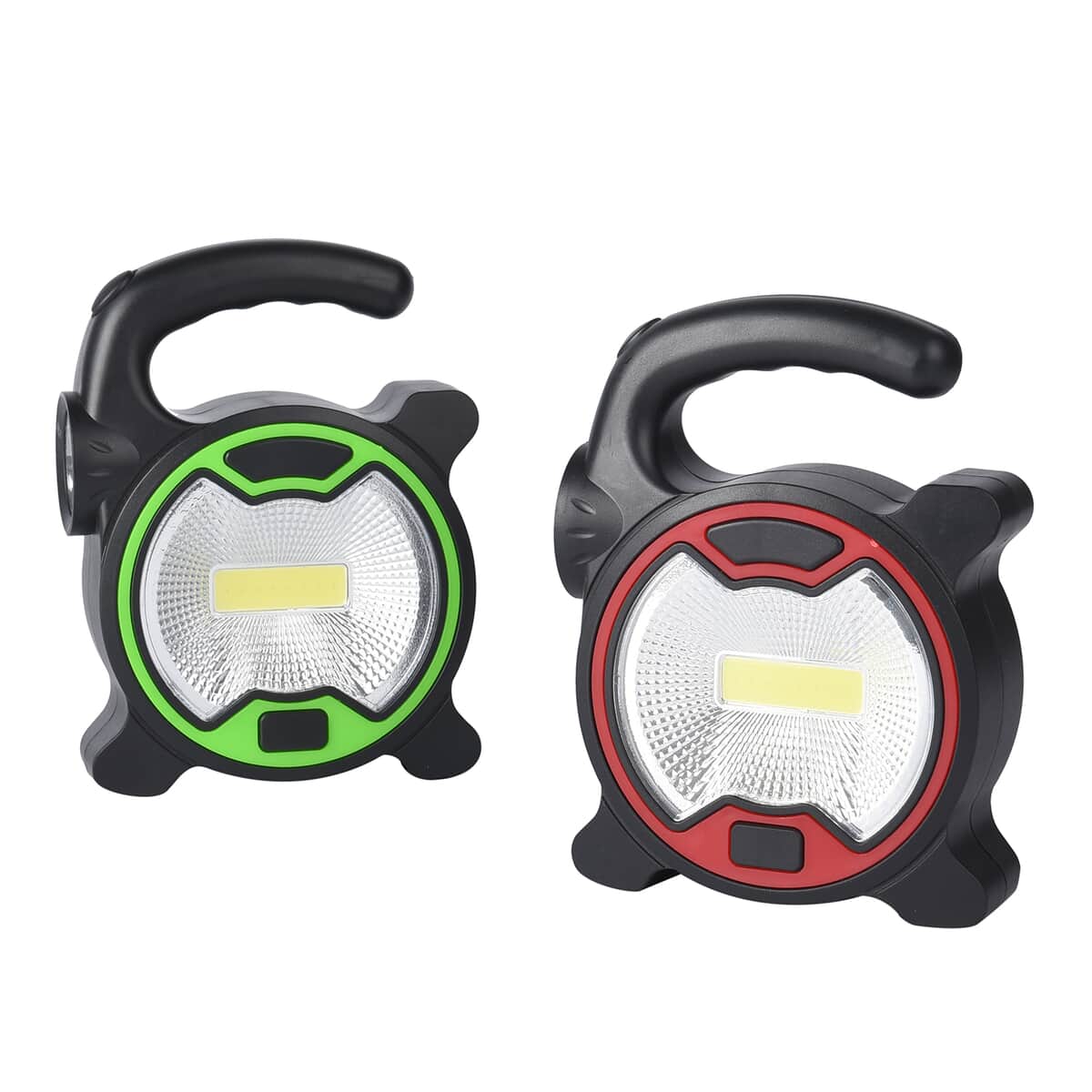 Set of 2 Portable Multi-Use, Handheld COB LED Work Lamp Light For Home And Outdoor- Green And Red image number 0